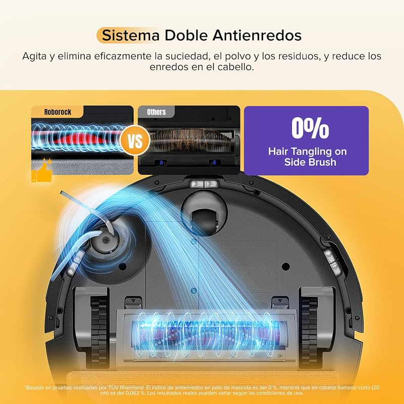 roborock Q7 M5 Robot Vacuum e Mop 2 em 1 de 10000 Pa, Robot Vacuum com Double Anti-Tangle System, PreciSense LiDAR Navigation, App Controlled e Comando de Voz (Black set)