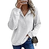 BLENCOT Mock Neck Sweatshirt for Women Quarter Button Long Sleeve Oversized Pullover Trendy Tops