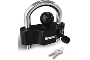 RETRUE Universal Coupler Lock Trailer Locks Ball Hitch Trailer Hitch Lock Adjustable Security Heavy-Duty Steel Fits 1-7/8 Inc