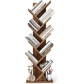 VASAGLE Tree Bookshelf, 9 Tiers, 15 x 7.9 x 45.4 Inches | Tree Shelf, Floor Standing Book Shelf, for Bedroom, Living Room, Rustic Brown, CUSTOS Collection ULBC609KD01