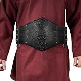 HiiFeuer Viking Embossed Waist Armor, Norse Faux Leather Wide Belt, Medieval Knight Corset Belt for LARP Costume
