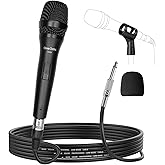 OneOdio ON55 Wired Microphone for Singing - Mic Clips, Metal Female, ON/Off Switch, 16.4ft XLR Cable - Condenser Dynamic Mic for Karaoke Machine, AMP, Speaker, Parties