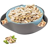 Pujito Pistachio Bowl with Shell Storage Large Double Dish Snack Bowl Perfect for Fruit, Nuts, Candy and Snacks