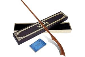 CHAMPWE Wooden Magic Wand Wizard Witch Wood Wands Hand Carved for Collection Cosplay Christmas Party with Spellbook & Gift Box (Gun)