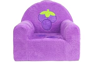 Heypappy Toddler Chair, Comfy Foam Kids Couch with Soft Velvet Cover, Toddler Couch with Cute Grape Design for Gaming and Studying, Kids Sofa for Boys and Girls
