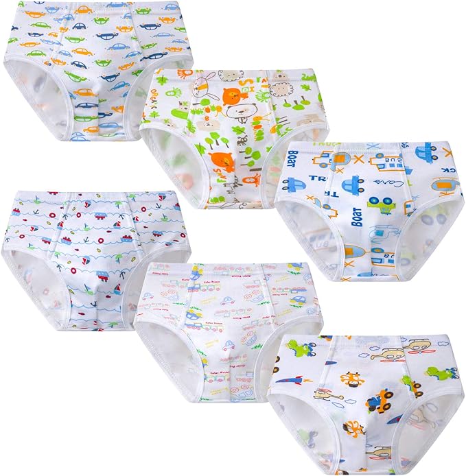 Growth Pal Little Boys' Underwear Briefs Soft 100 Cotton 6 Pack Kids