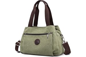 DOURR Hobo Handbags Canvas Crossbody Bags for Women, Multi Compartment Tote Purse Medium Satchel