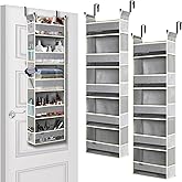 roomtalk 2 Pack Over The Door Hanging Organizer 5-Shelves and 10 Side Pockets, Over The Door Storage for Bathroom and Bedroom, Back of Door Organizers for Baby Products and Kid's Toys(13"x5"x44" Grey)