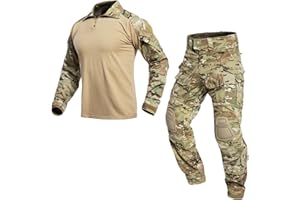 VOTAGOO GEAR G3 Combat Uniform Set for Men Tactical Camouflage Clothing Hunting Paintball Suit with Knee & Elbow Pads