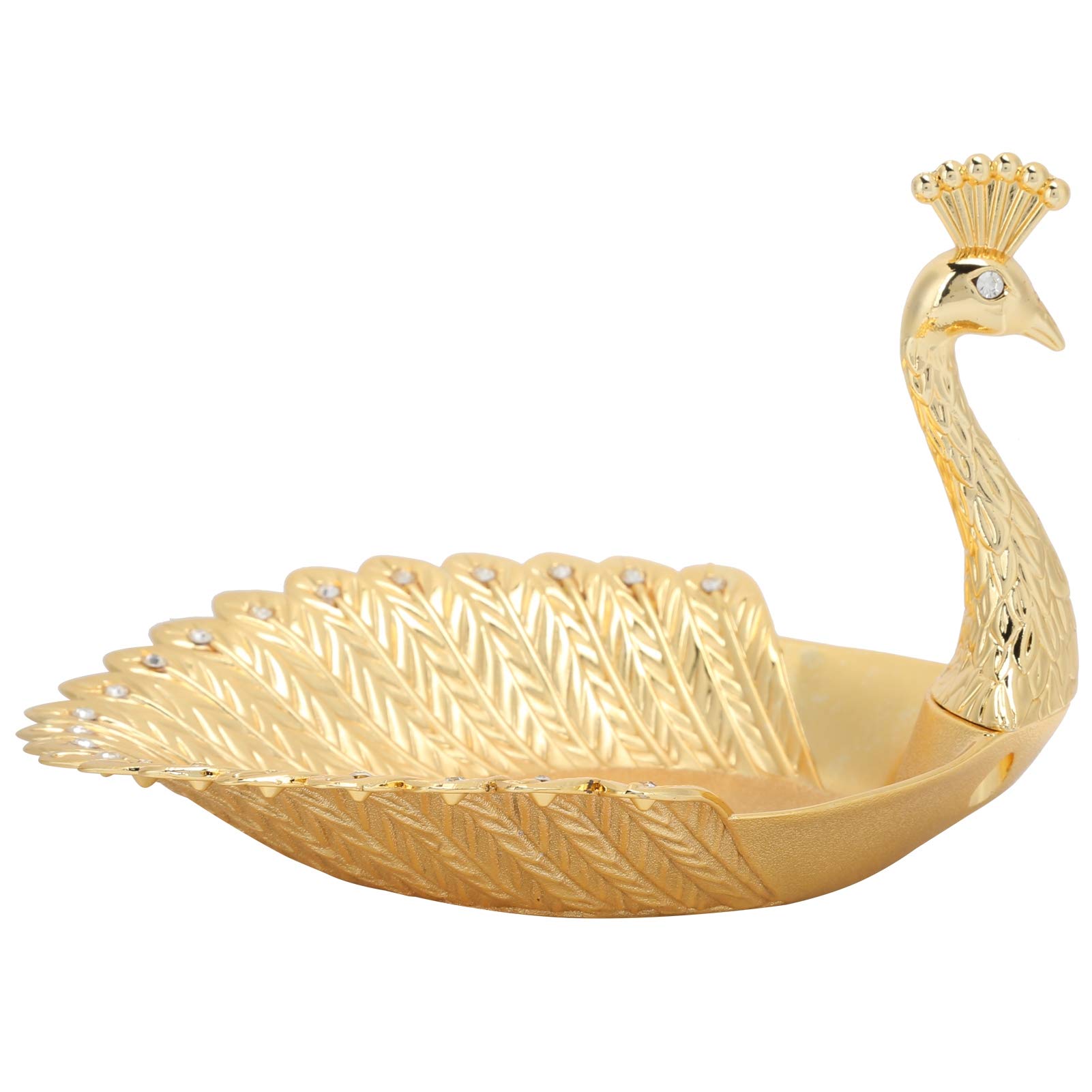 Golden Fruit Bowl, Vintage Peacock Shape Decorative Metal Snack Plate Dessert Bowl for Home Birthday Wedding Party Decorations, 16.8 x 16.5 x 11cm