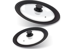 Anaeat Silicone Universal Lid for Pots, Pans and Skillets - Tempered Glass Covered with Heat Resistant Silicone Rim Fits All 