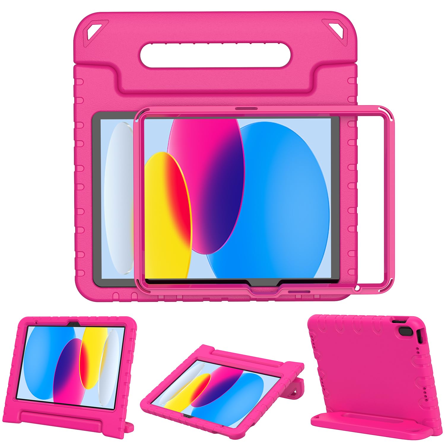 Surom Kids Case for iPad (A16) 11th Generation 11 inch 2025/10th Generation 10.9 inch 2022, with Built-in Screen Protector, Shockproof Convertible Handle Stand Protective Cover, Rose — image 1