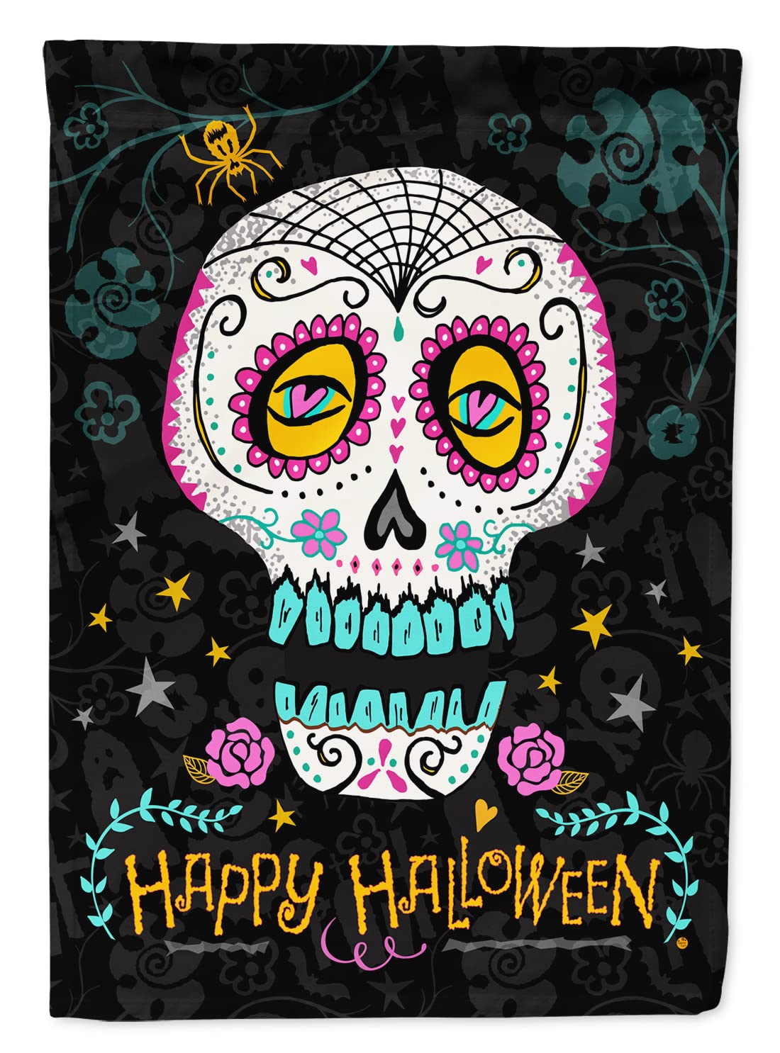Caroline's Treasures VHA3035CHF Happy Halloween Day of The Dead Canvas House Size Outdoor-Flags, Multicolor