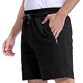 Pepypepy Men’s Shorts 100% Cotton with Zipper Pockets – Lightweight and Soft Casual Wear for Lounge, Sleep, Workout