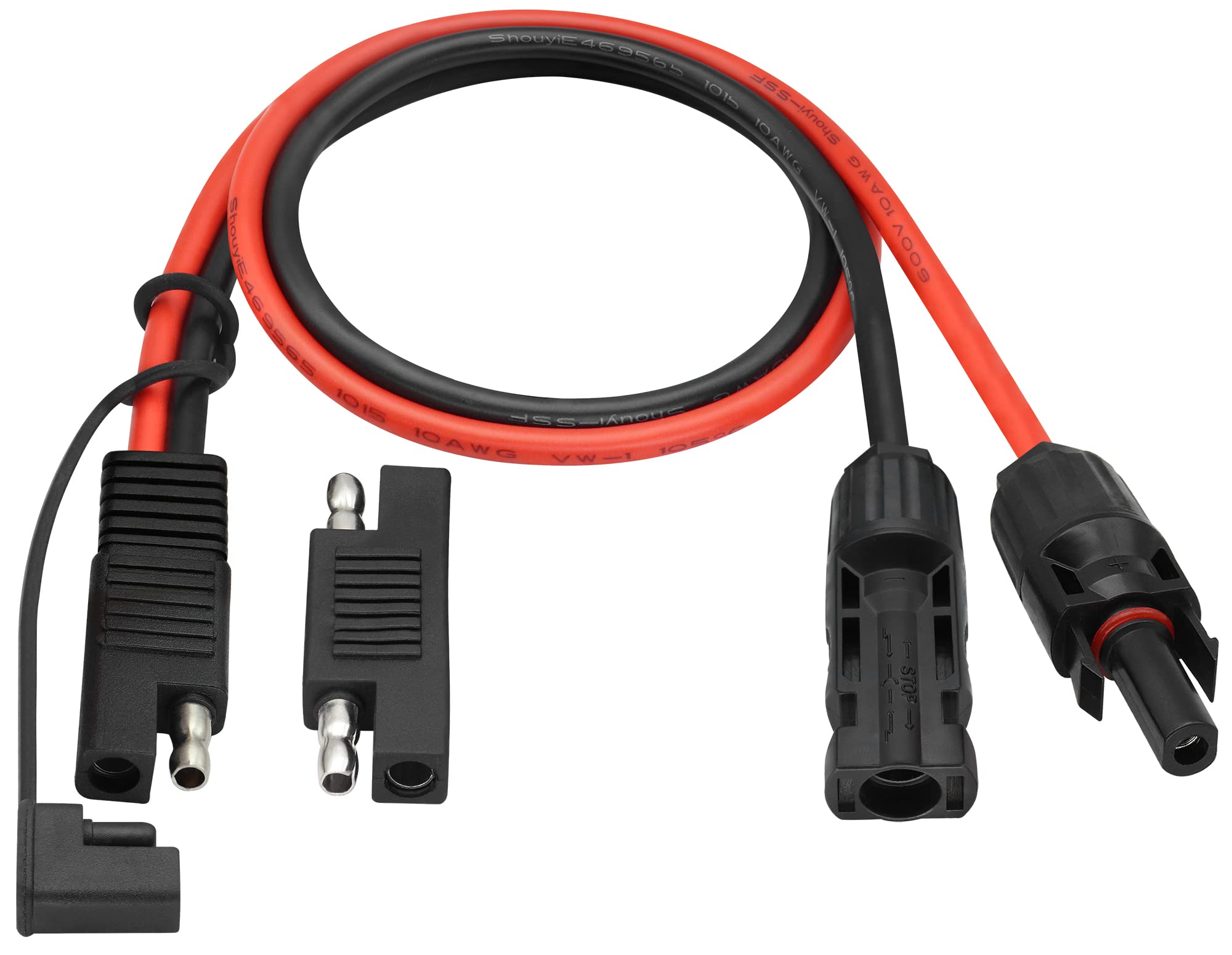 zdyCGTime Solar Male to Female to SAE extension cable with dust cap Photovoltaic Extension Cable 10AWG Pure Copper solar energy Plug for Photovoltaic Inverter for RV Solar Connector.(60cm/1Pack)