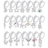 Tornito 21Pcs 20G Dangle Nose Rings Hoop Butterfly Crown Moon Snake Arrow Flower Star Leaf Bowtie CZ Cartilage Earring Dangling Nostril Body Piercing Jewelry for Women Silver Gold Tone