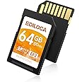 SD Card 64GB UHS-I SD Card UHS-I Memory Card Fast Storage, Read Speed 100MB/s, Write Speed 50MB/s, C10, U3, V30, Full-HD & 4K Video 64G SD Card, Must-Have for Professional Photographers EF2