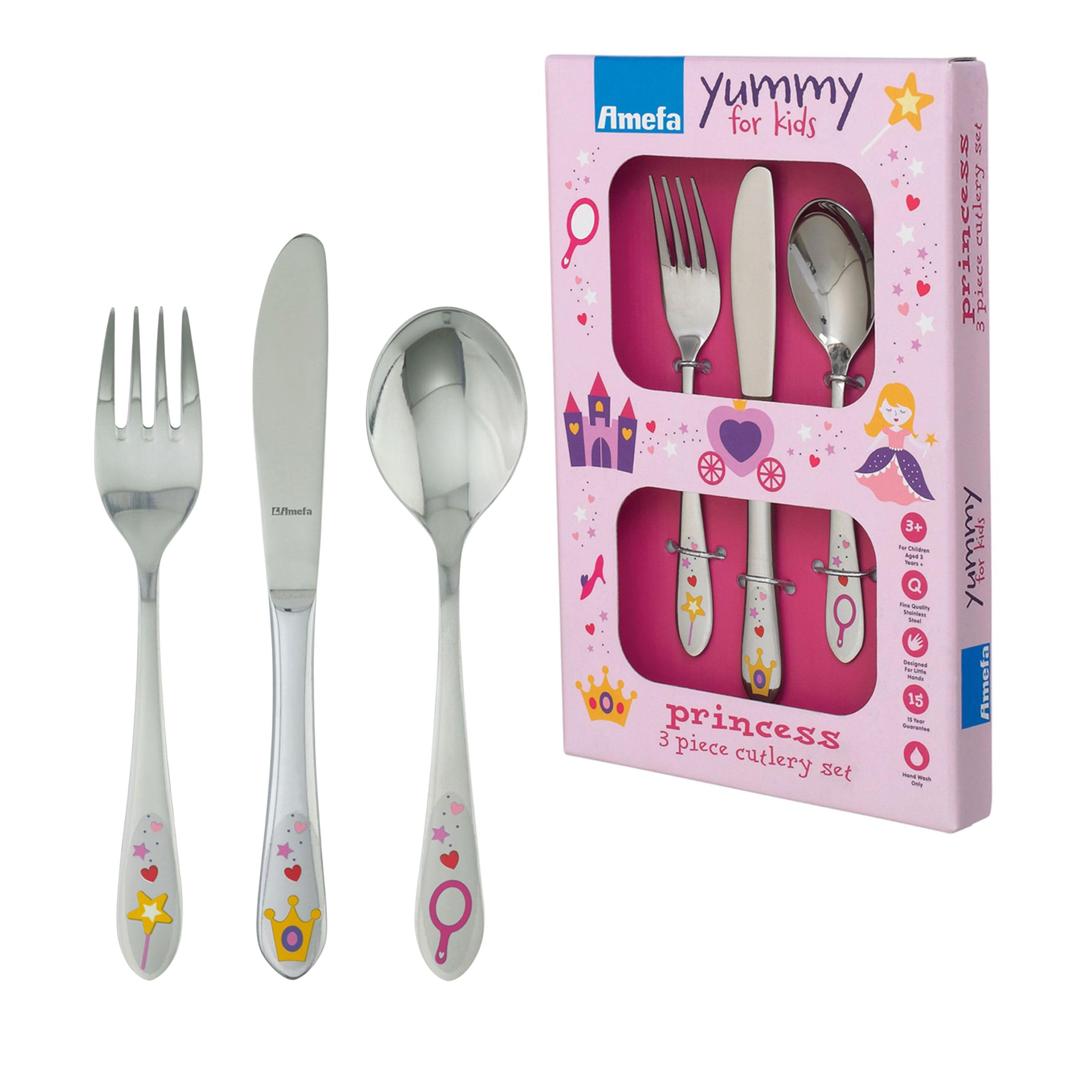 Amefa Stainless Steel Kids Princess Cutlery Set, Set of 3