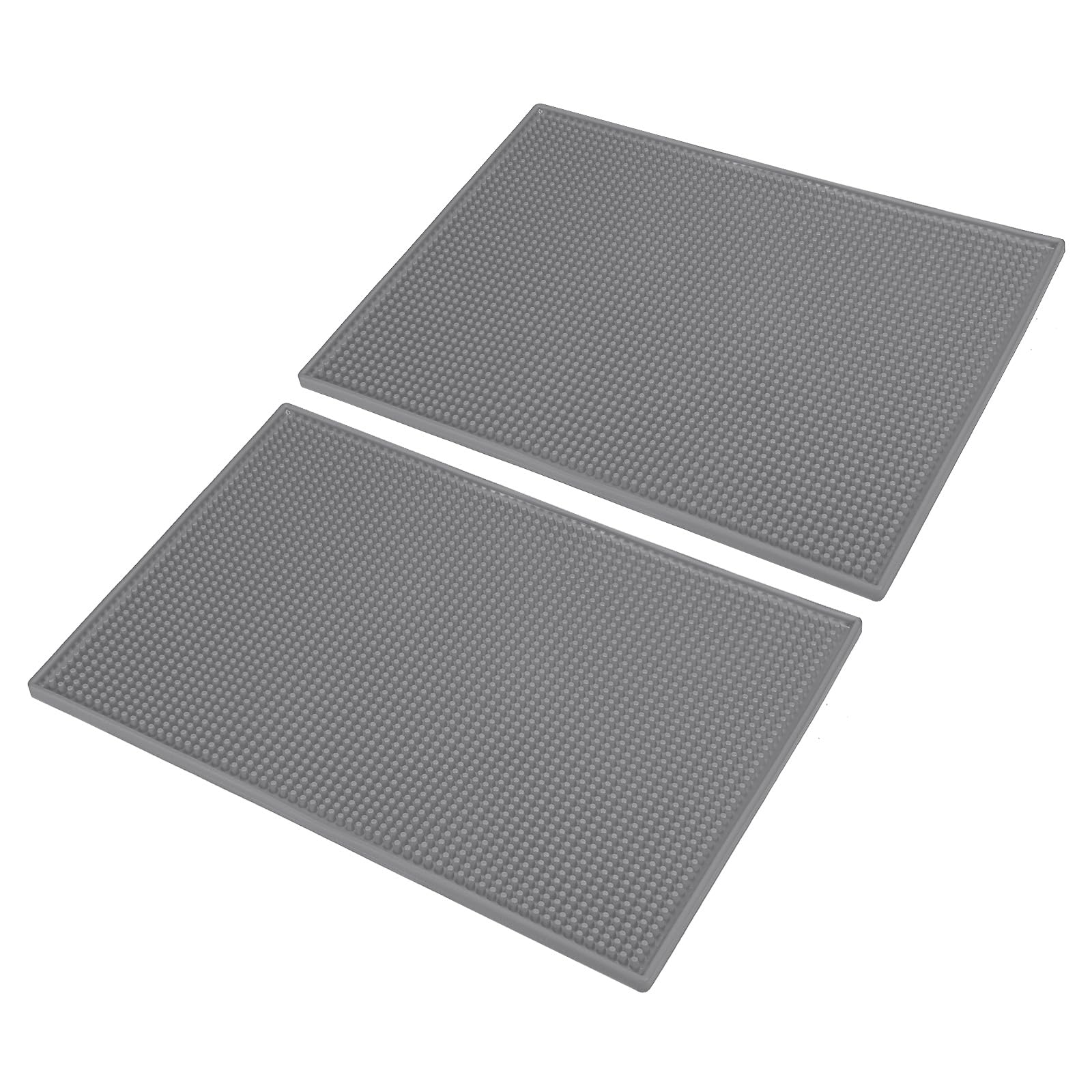PATIKIL 16" x 12" x 0.4" PVC Bar Mats, 2 Pack Non-Slip Bar Service Cup Mat Countertop Spill Mat for Kitchen Restaurant Bar KTV Counter Barber Station Mat for Hair Salon, Gray