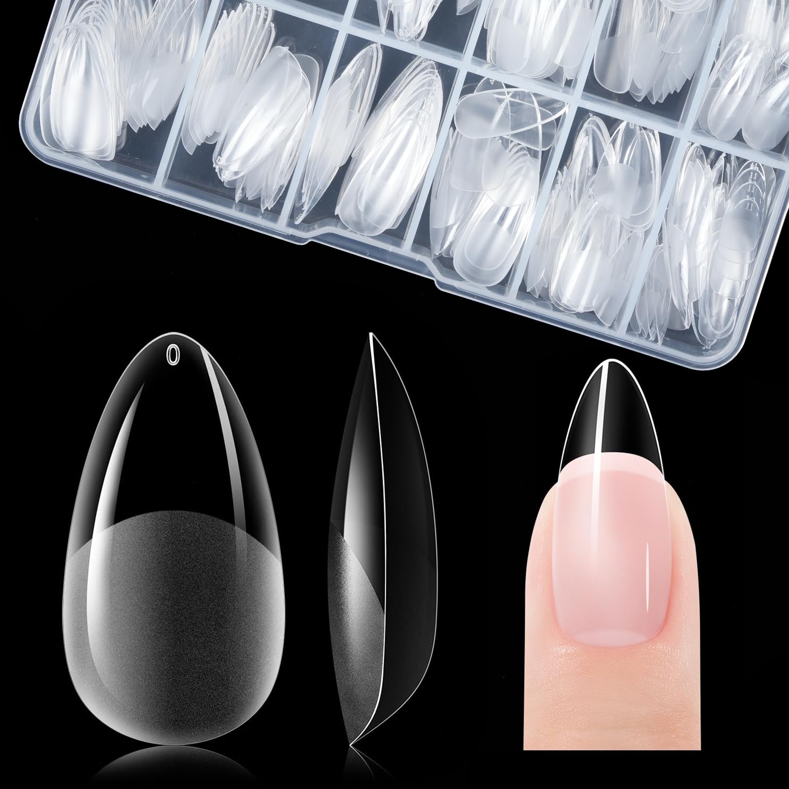 Medium Almond Nail Tips for Salon: Soft False Gel Nails Tip Strong and Long Last- 120pcs 12 Sizes for DIY Practice Art Design at Home — image 1