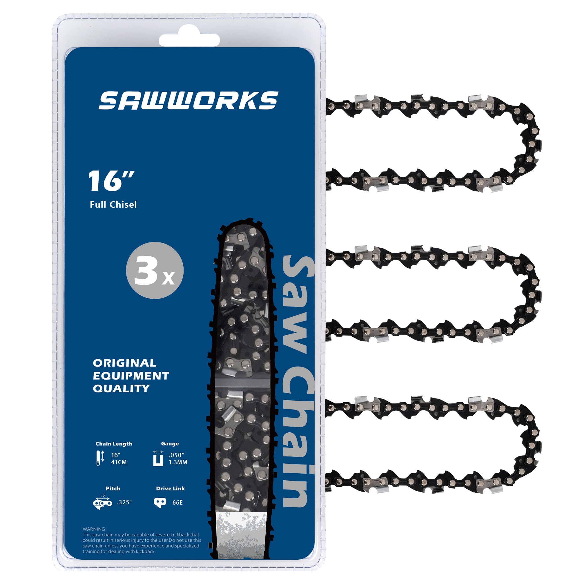Photo 1 of 2 Pack Husqvarna Chainsaw Chain 16 Inch .325" Pitch .050" Gauge 66 Drive Links Fits SP33G Husqvarna 435, 430 and More