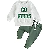 Dewadbow Toddler Baby Football Outfits Boys Long Sleeve Crewneck Sweatshirt Top Pants Set Cute Fall Clothes