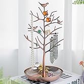 AUTODECO Retro Jewelry Organizer for Necklaces, Earrings and Rings - Tree Holder Display Tower - Great for Women - Bronze