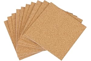 MIDELONG Self-Adhesive Cork Sheets 4"x 4" for DIY Coasters, Board Squares Backing Tiles Mat With Strong Adhesive-Backed, Mini Wall Board, Pack of 10
