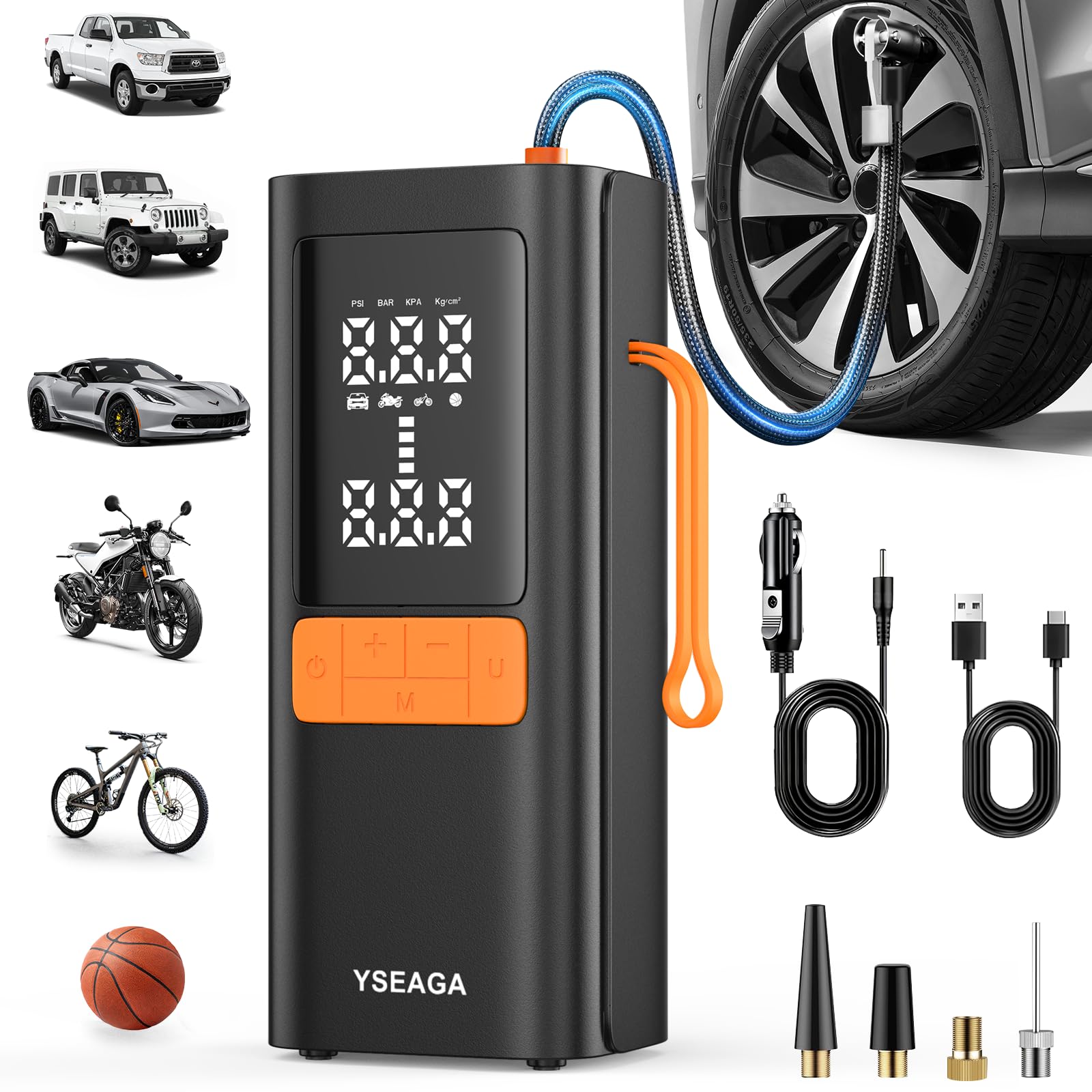 Photo 1 of Tire Inflator Portable Air Compressor, 150PSI&12V DC Air Pump for Car Tires, Portable Tire Inflator with LED Light/Digital Pressure Gauge/Auto Shut-off,5x Faster Inflate/Deflate for Car,Moto,Bike,Ball