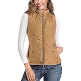 LONGKING Women's Vest, Stand Collar Lightweight Zip Quilted Vest for Women