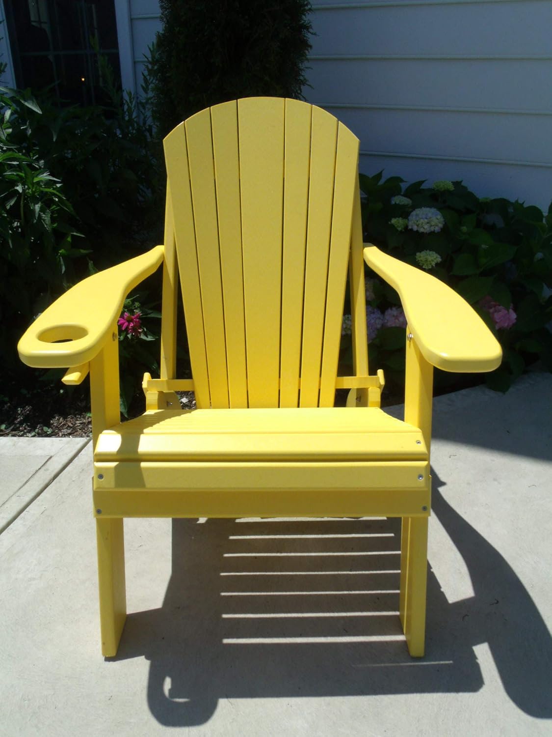 poly lumber furniture on Adirondack Chairs Folding Adirondack Chair W Cup Holder Poly Lumber Recycled Plastic Yellow Patio Furniture Accessories