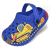 JeathFea Toddler Girls Boys Clogs Cute Cartoon Front Loader Pattern Garden Clogs Children Little Kids Slip on Slides Sandals Slippers Indoor Outdoor Shower Beach Pool Water Shoes