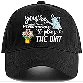 Skdgih Embroidered Gardening Hats for Women Men, Adjustable Cotton Breathable Baseball Cap