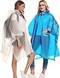 Borogo 2 Pack Rain Ponchos for Adults Reusable