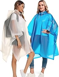 Borogo 2 Pack Rain Ponchos for Adults Reusable