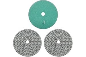 ComeFloor 4 Inch Wet/Dry Diamond Polishing Pads for Granite Marble Concrete Hook and Loop Stone Polishing Pads Step-3 Bundle（3 PCS）