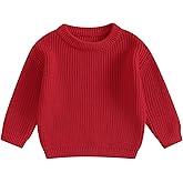 Toddler Baby Girls Boys Oversized Sweater Fall Winter Clothes Long Sleeve Crew Neck Candy Color Knitted Pullover Tops
