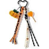Halloween Bag Charm for Woman Pumpkin Lollipop Weave Exquisite Keychain | Secret Santa Dirty Santa Stocking Stuffers Christmas Keyring Macrame Purses Handbags Backpacks Keys Accessories for Adults