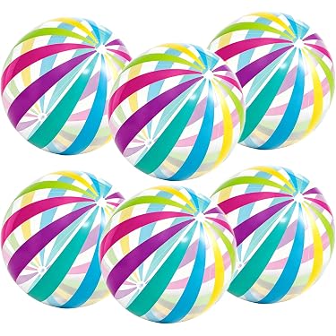 GAROMIA 2 Balle de Jeu Molle en PVC Plage Gonflable Balle Rebondissantes pour Enfants Balle de Terrain de Jeu Forme de Balle Jeu Arc-en-Ciel pour