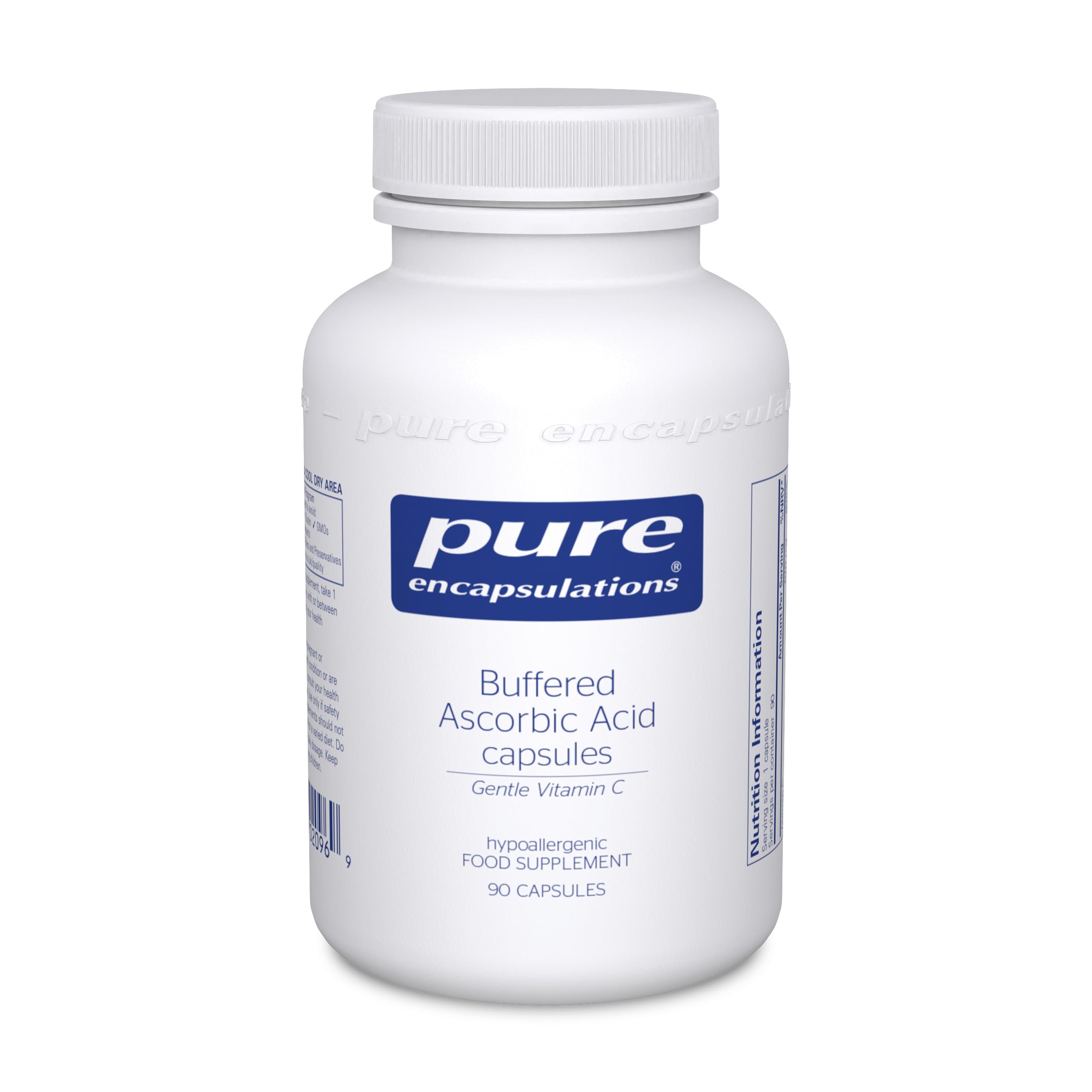 Pure Encapsulations Buffered Ascorbic Acid - Gentle Vitamin C 670mg - with Calcium Ascorbate, Magnesium Ascorbate and Potassium Ascorbate - 90 Capsules