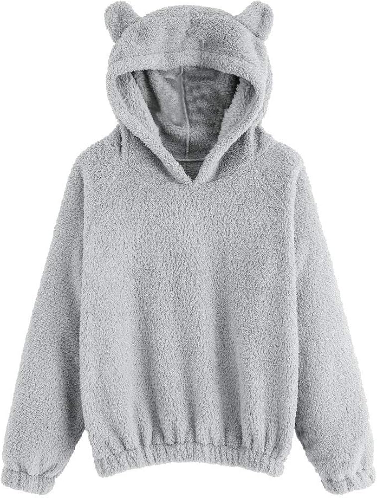 bear print sherpa hoodie