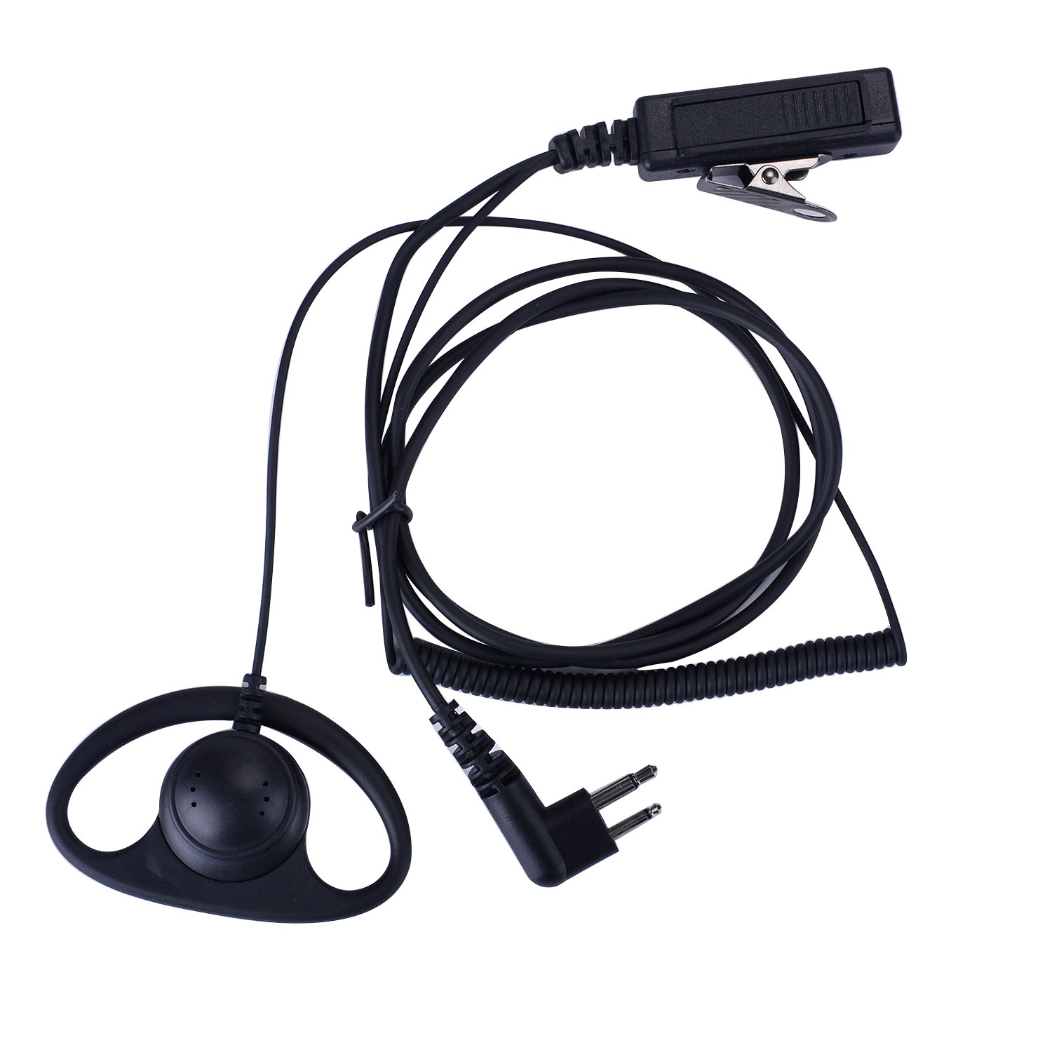 Photo 1 of KEYBLU D Shape Earpiece CP200d, CLS1410, CLS1110, CP185, CP200, RDM2070d Headset with Big PTT for 2 Pin Walkie Talkie Radio (Motorola)