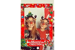 LaVenty Set of 35 Christmas Photo Booth Props Christmas Photo Props Christma Photo Frame Christma Party Supplies