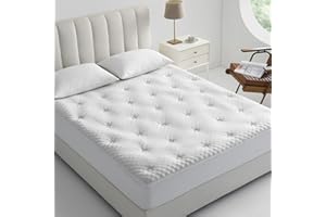 QUIETSEA Reversible Bamboo Viscose King Mattress Pad Memory Foam, Egg Crate Mattress Topper King Size, Noiseless Waterproof Mattress Cover with Deep Pocket Stretches up to 21", 78" x 80"