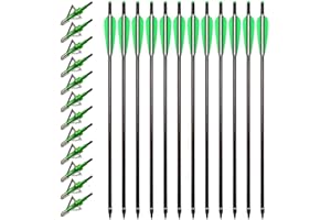 VKEDA 20 Inch Carbon Crossbow Bolts 12 Pack and 12 Pack Hunting Broadheads kit, Carbon Crossbow Arrows for Hunting and Outdoor Practice