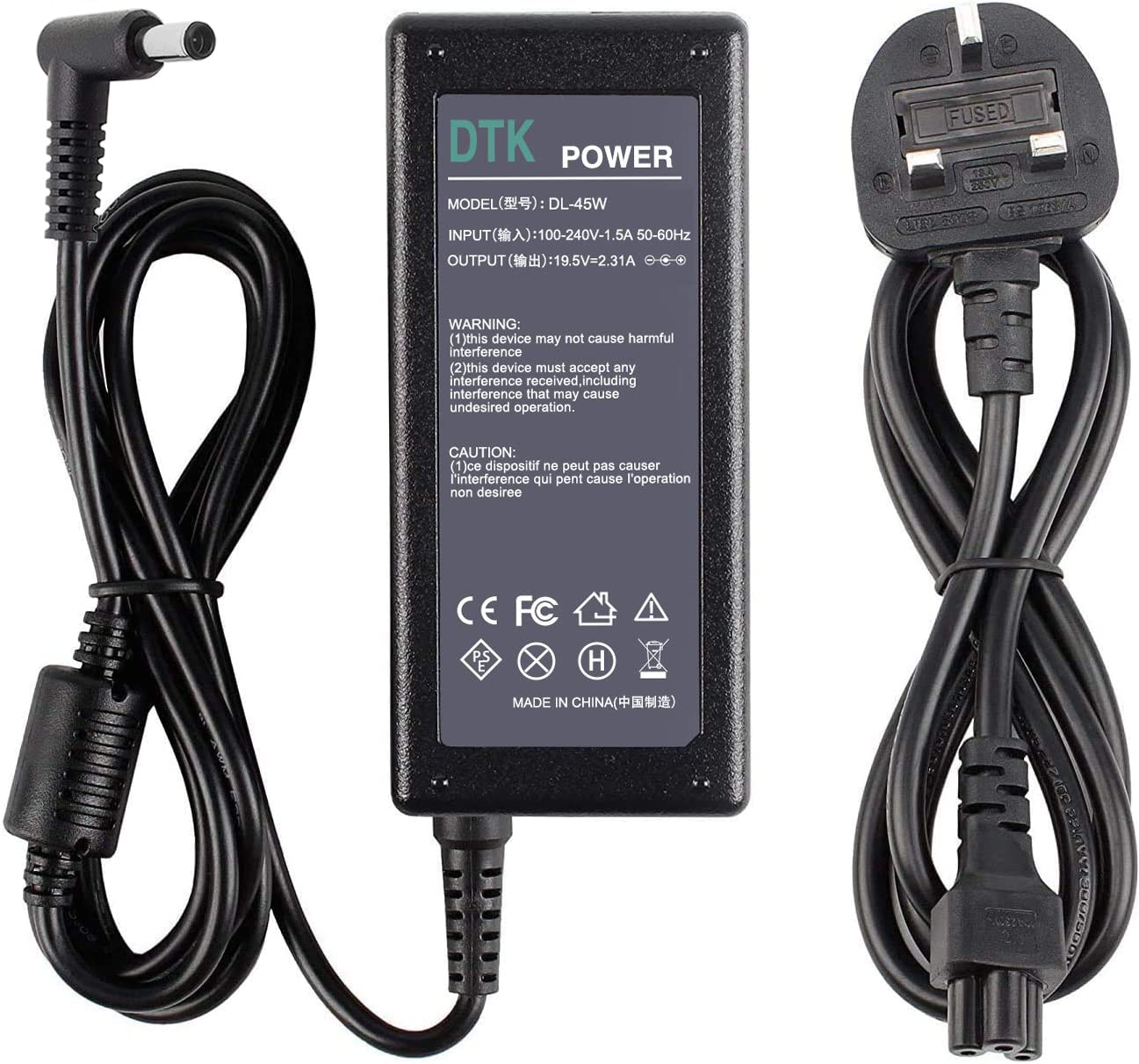 DTK 19.5V 2.31A 45W Laptop Charger for Dell Inspiron 11 13 14 15 Series Notebook Computer AC Adapter Power Supply cord Connector: 4.5 x 3.0mm