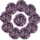 IPOPU Vintage Purple Hydrangea Large Silk Flowers 10pcs Hydrangea Artificial Flowers Purple Fake Flowers for Vintage Wedding Decoration Silk Flower Baby Shower Centerpieces
