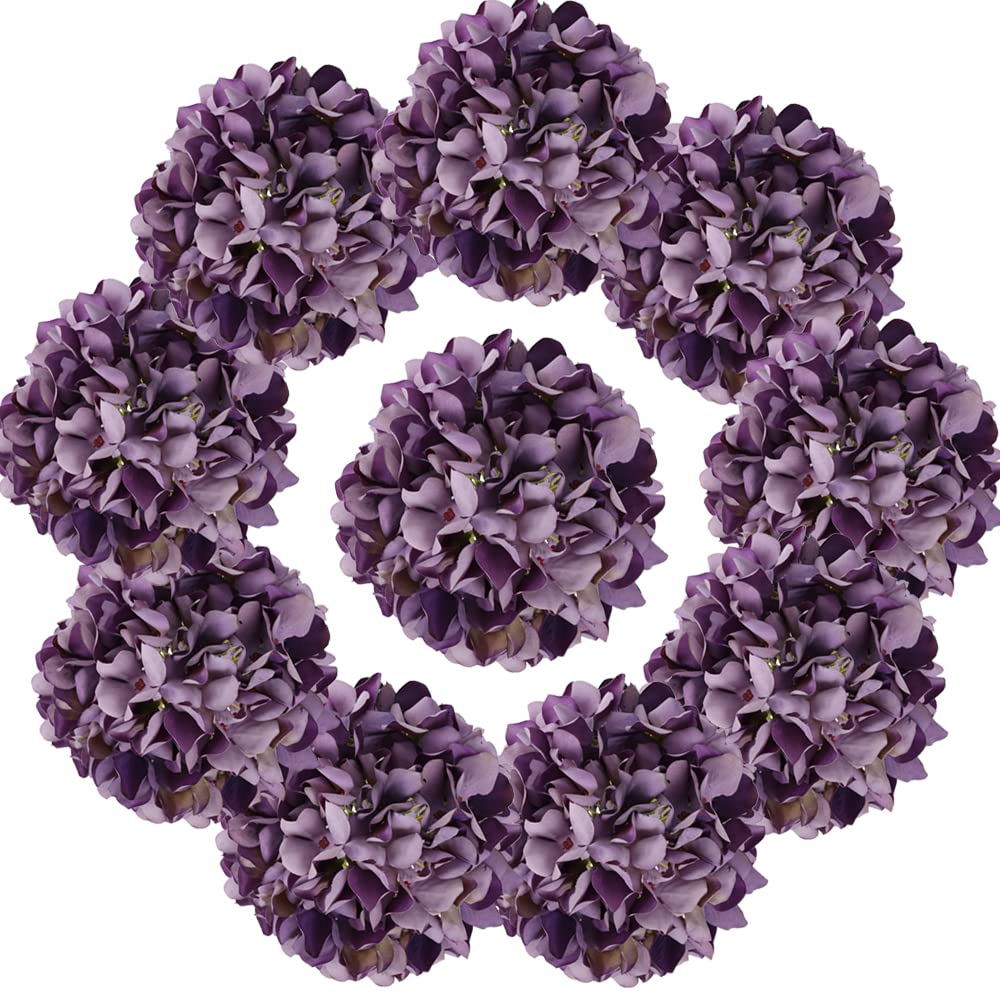 Photo 1 of IPOPU Vintage Purple Hydrangea Large Silk Flowers 10pcs Hydrangea Artificial Flowers Purple Fake Flowers for Vintage Wedding Decoration Silk Flower Baby Shower Centerpieces