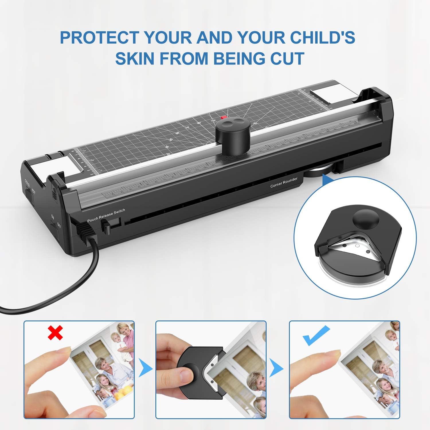 13 Inches Laminator Machine, UALAU 7 in 1 Thermal Laminator with 20 Laminating Pouches, Paper Trimmer, Corner Rounder, Photo Frame, for Home/School/Office Use : Office Products