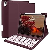 kenke for iPad 11/10th Gen Case with Keyboard 11/10.9 inch 2025 A16/2022, Detachable Wireless Bluetooth Keyboard Case with Right Side Pencil Holder, Backlit White Square Keycaps (Cherry)